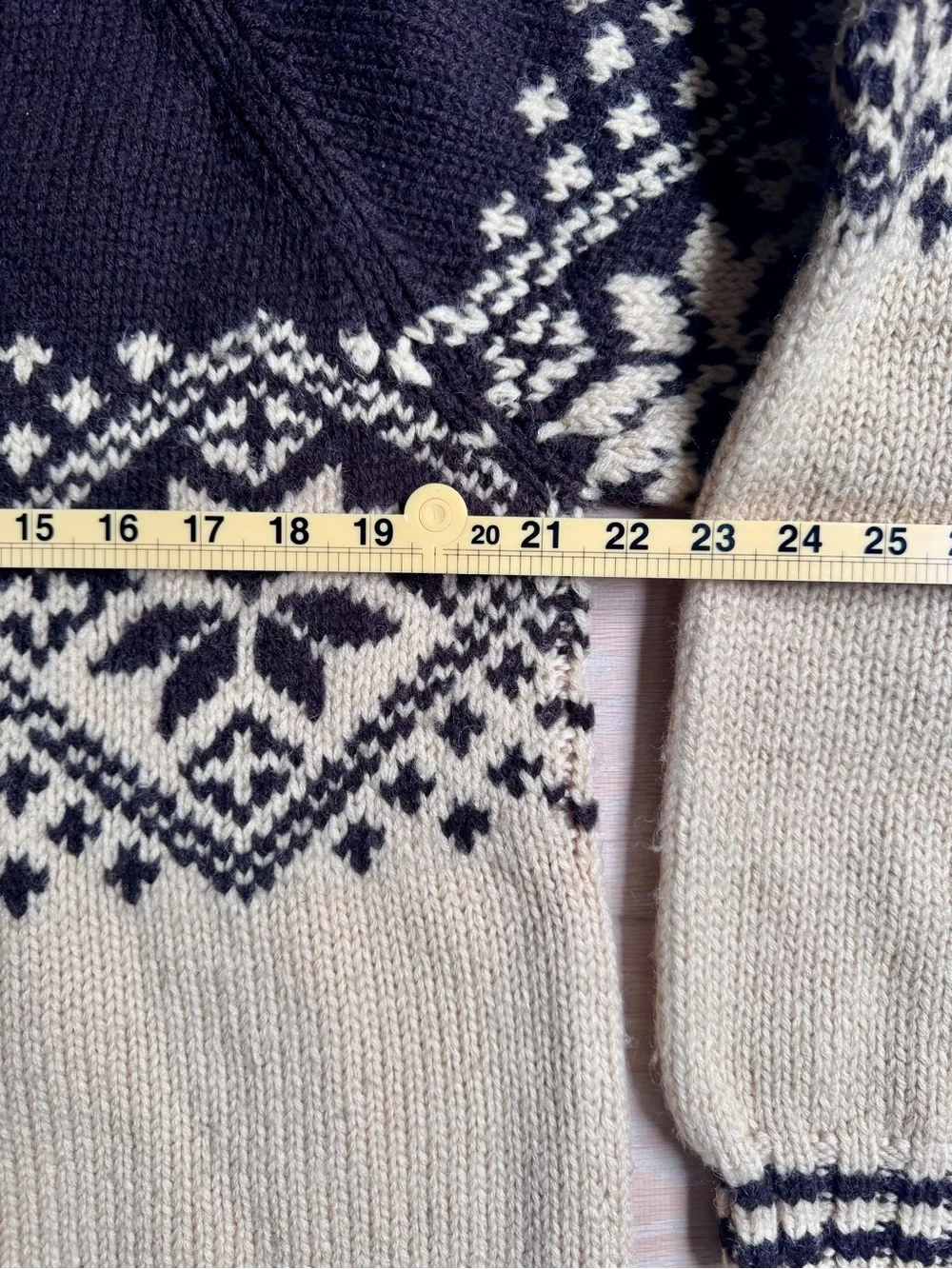 Vintage J Crew Nordic Half-Zip Wool Sweater in Brown and Cream